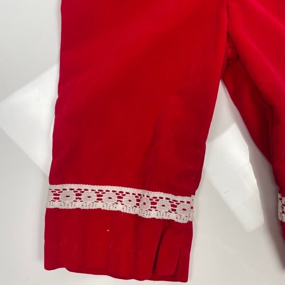Vintage Christmas Red Velvet Toddler Overalls Size: 12 months, 1 year old. - Picture 5 of 11